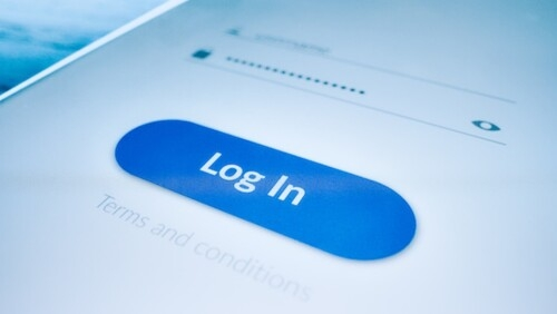 Log in screen with password securely hidden